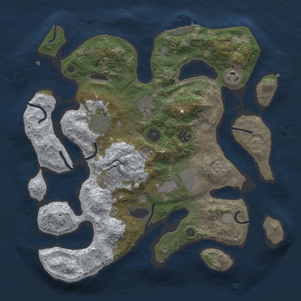 Rust Map: Procedural Map, Size: 3500, Seed: 3742188, 15 Monuments