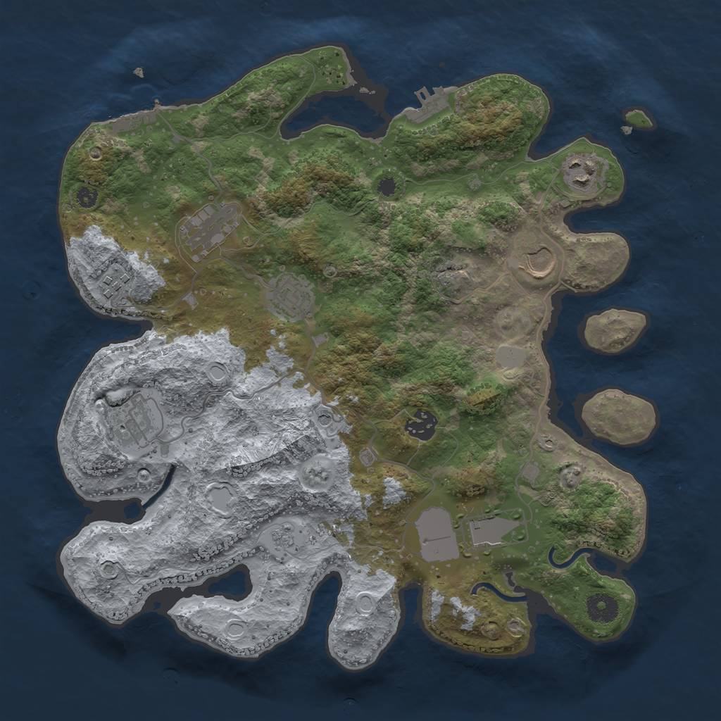 Rust Map: Procedural Map, Size: 3500, Seed: 3350735, 17 Monuments