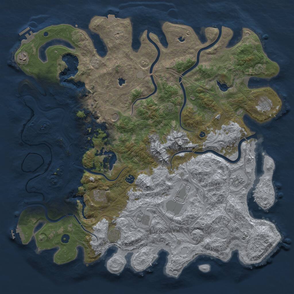 Rust Map: Procedural Map, Size: 5000, Seed: 28015, 16 Monuments