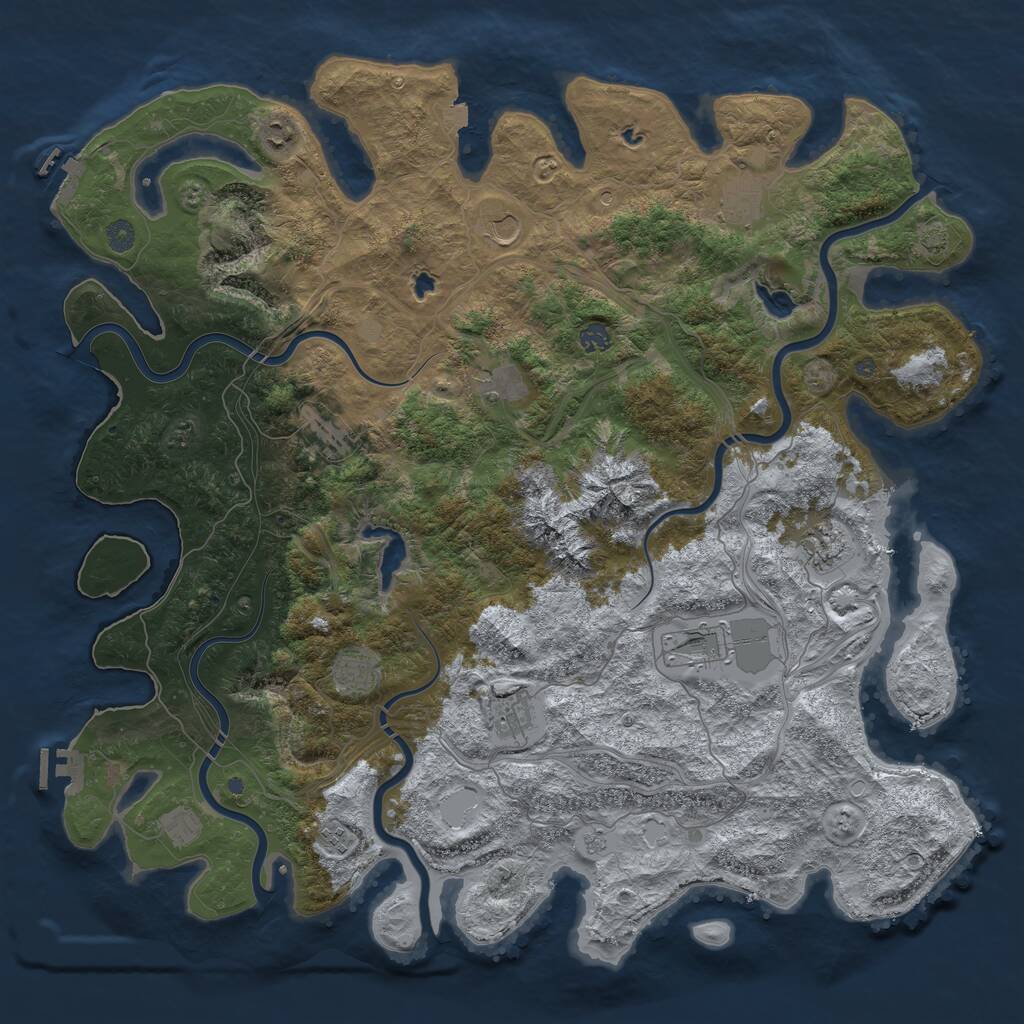 Rust Map: Procedural Map, Size: 5000, Seed: 28015, 19 Monuments