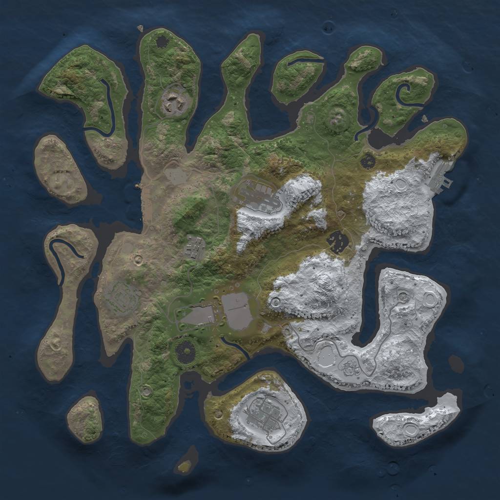 Rust Map: Procedural Map, Size: 3500, Seed: 5398392, 16 Monuments