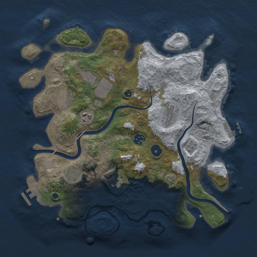 Rust Map: Procedural Map, Size: 3500, Seed: 4514408, 13 Monuments