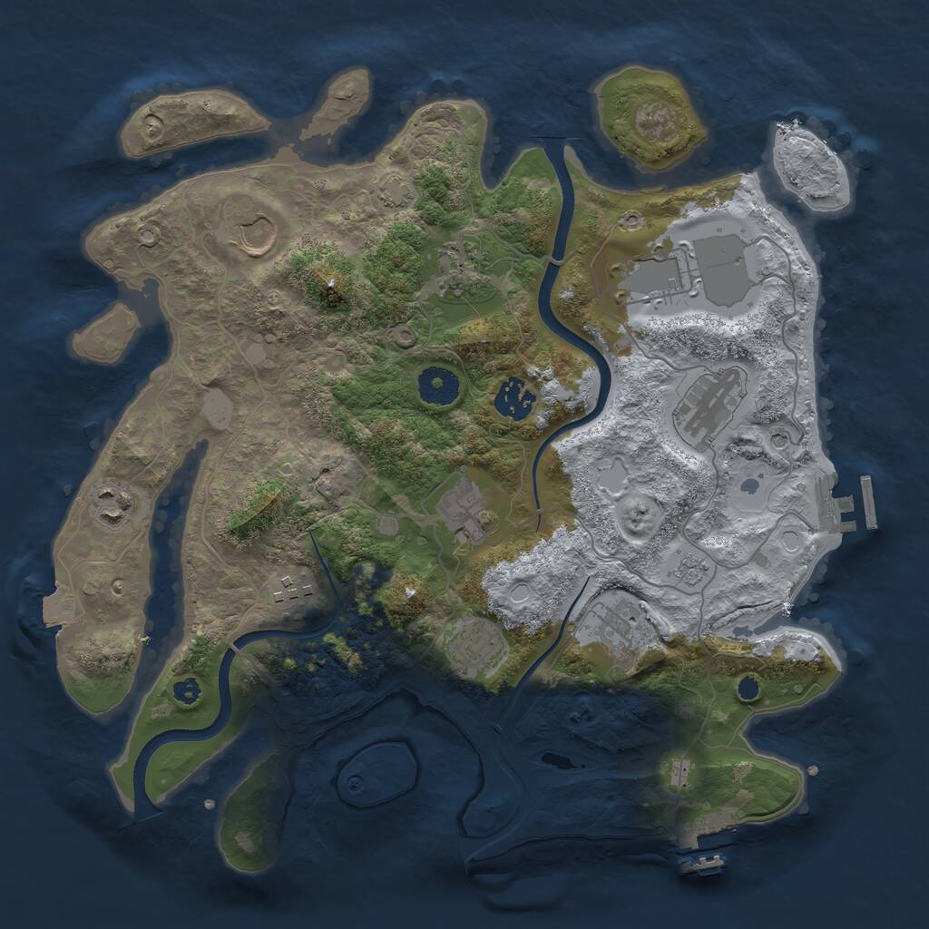 Rust Map: Procedural Map, Size: 3500, Seed: 4125244, 16 Monuments