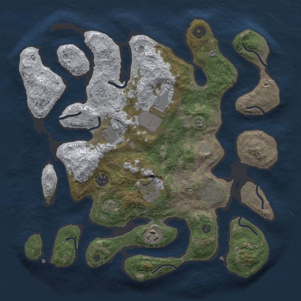 Rust Map: Procedural Map, Size: 3500, Seed: 3297180, 12 Monuments