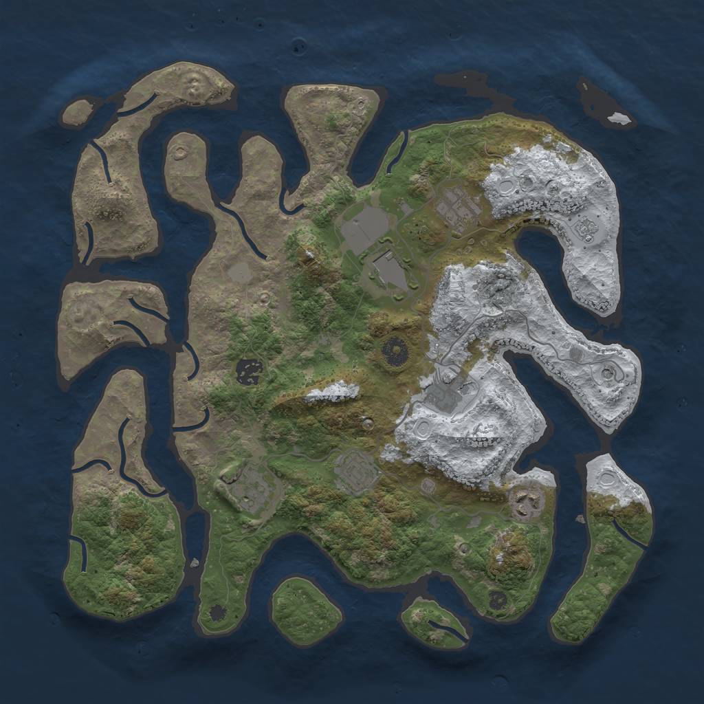 Rust Map: Procedural Map, Size: 3800, Seed: 1246454, 14 Monuments