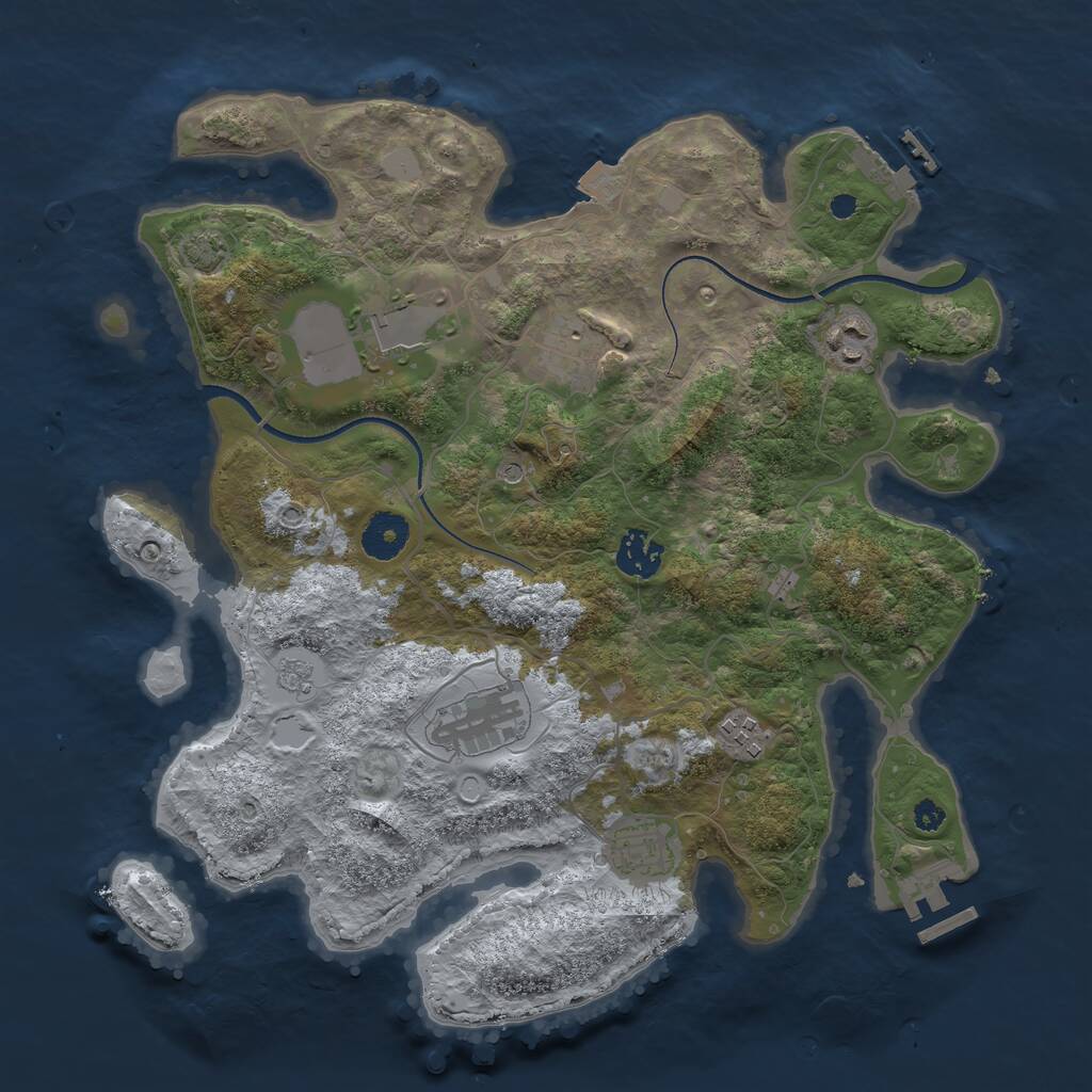 Rust Map: Procedural Map, Size: 3500, Seed: 1831583, 13 Monuments