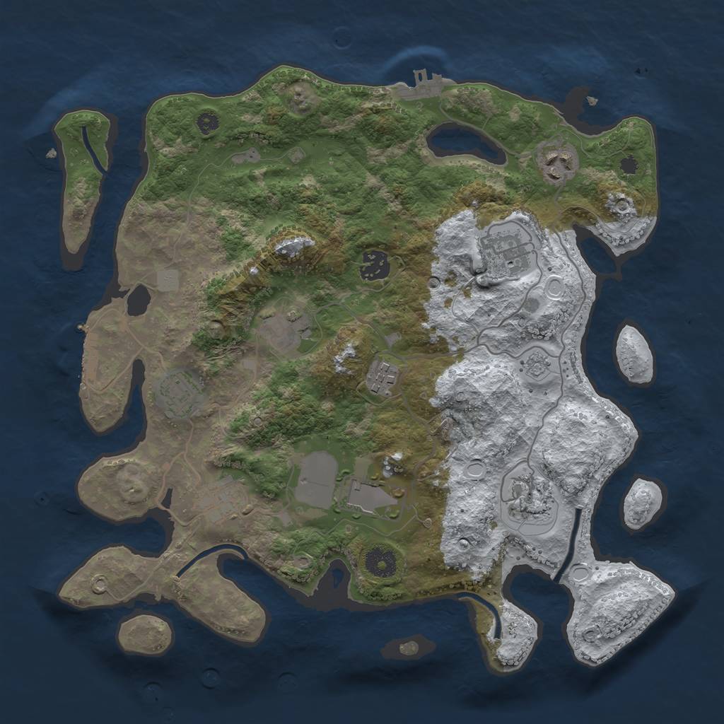 Rust Map: Procedural Map, Size: 3500, Seed: 3520708, 17 Monuments
