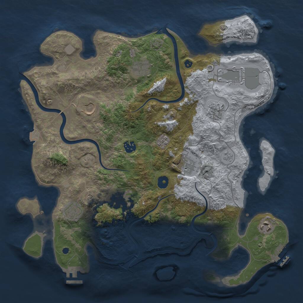 Rust Map: Procedural Map, Size: 3800, Seed: 1712453, 16 Monuments