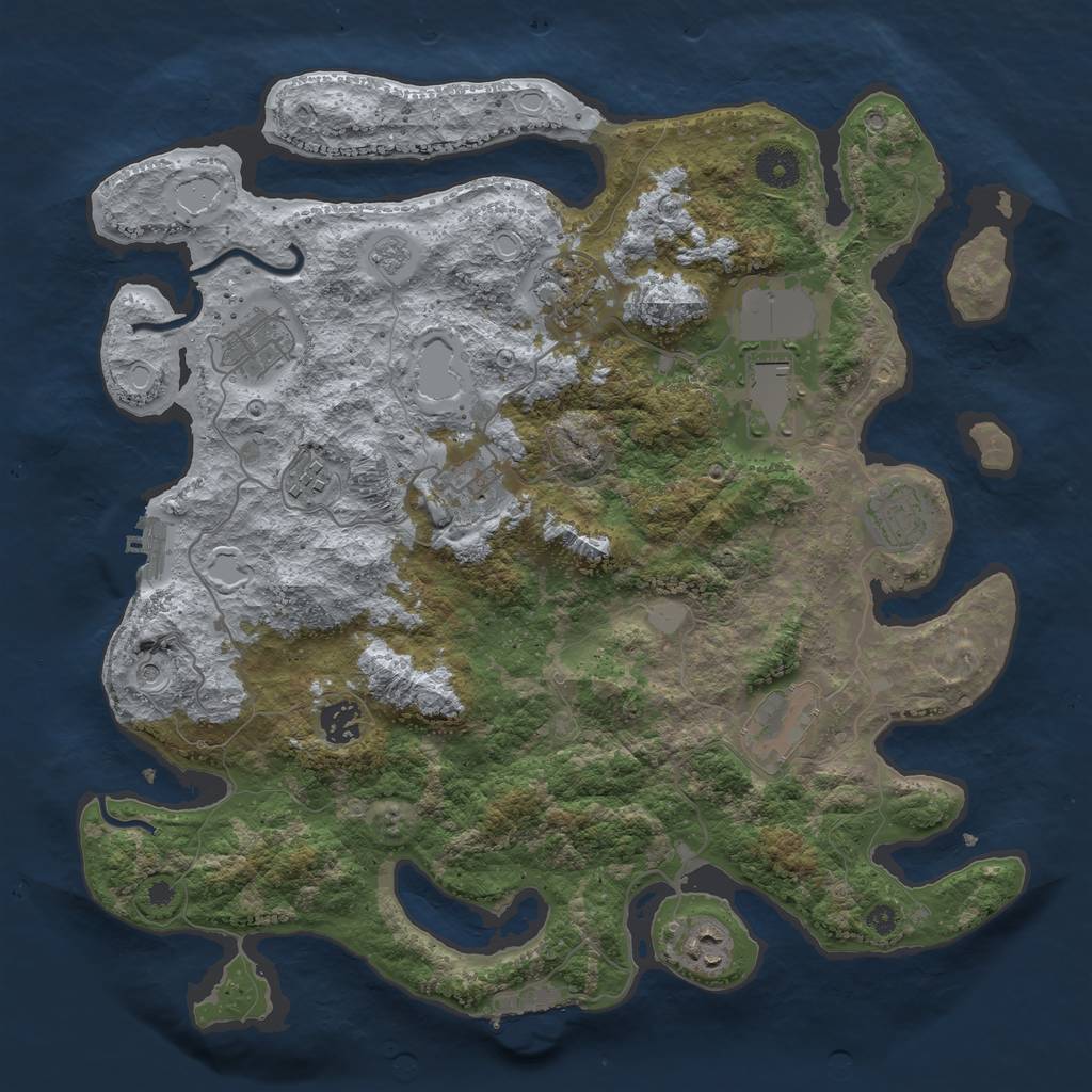 Rust Map: Procedural Map, Size: 3800, Seed: 4735995, 18 Monuments