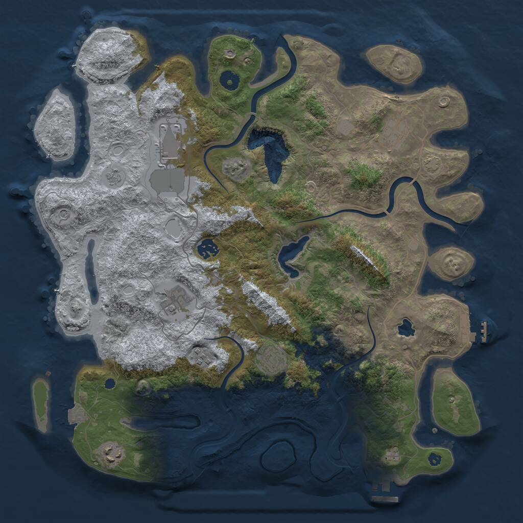 Rust Map: Procedural Map, Size: 4000, Seed: 1636185, 13 Monuments