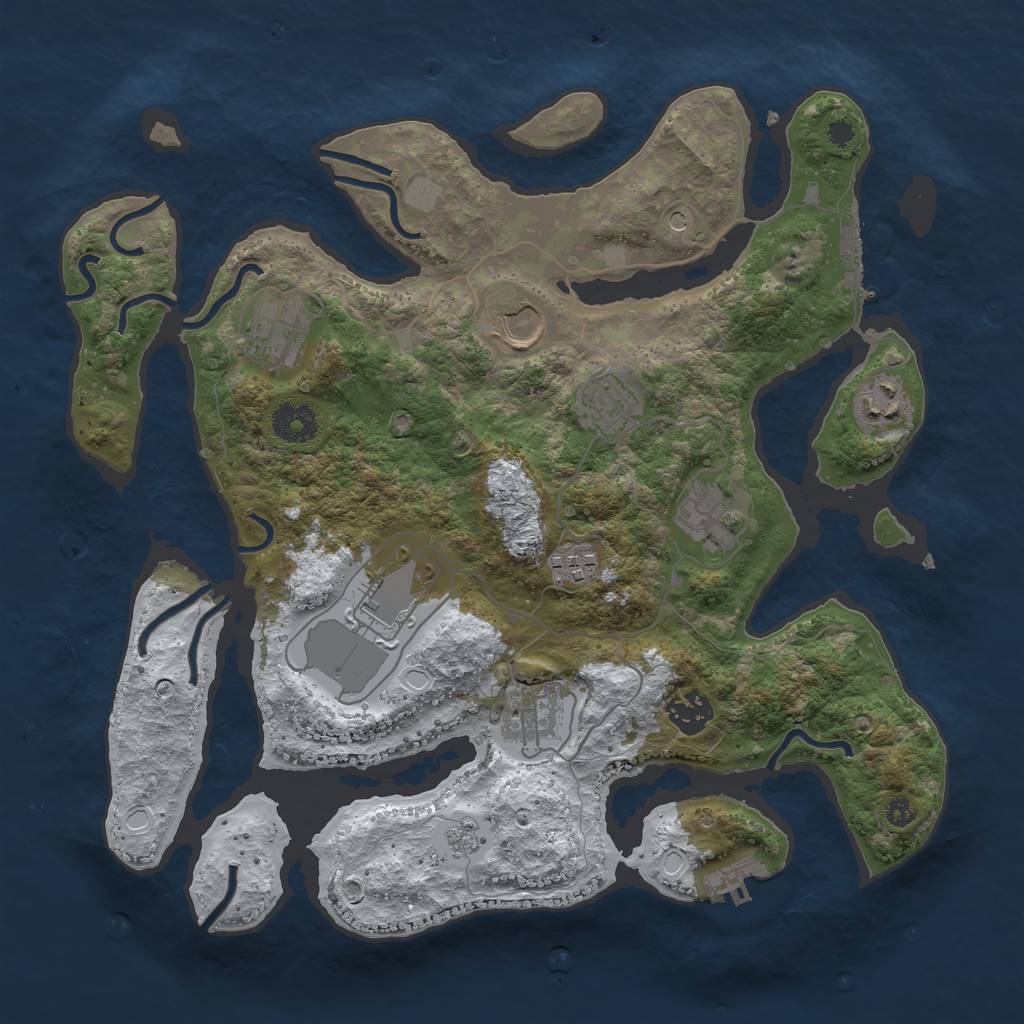 Rust Map: Procedural Map, Size: 3500, Seed: 2867436, 18 Monuments