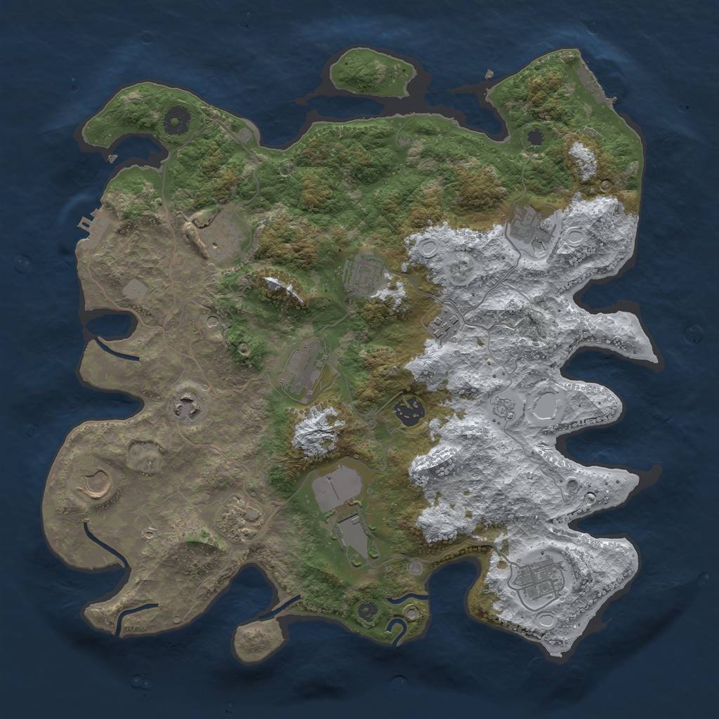 Rust Map: Procedural Map, Size: 3800, Seed: 1368631, 20 Monuments