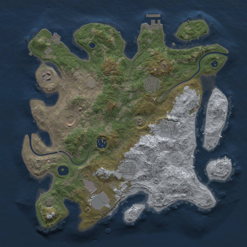 Rust Map: Procedural Map, Size: 3500, Seed: 8679214, 11 Monuments