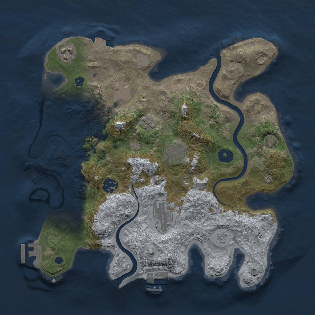 Rust Map: Procedural Map, Size: 3250, Seed: 1971673814, 12 Monuments