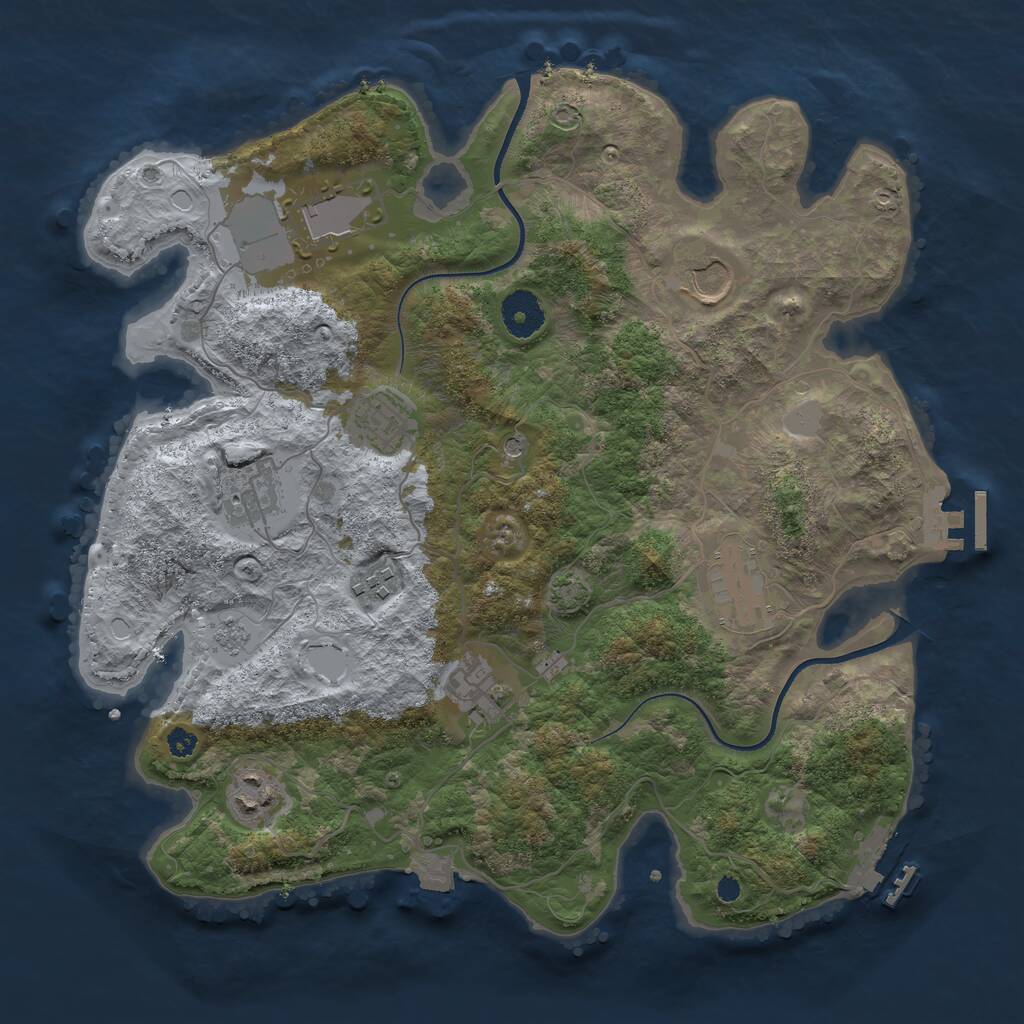 Rust Map: Procedural Map, Size: 3500, Seed: 1378783, 14 Monuments