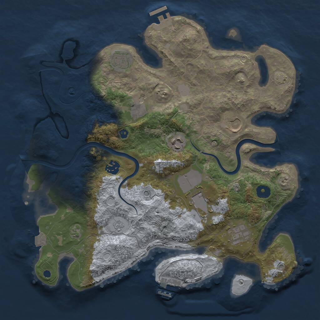 Rust Map: Procedural Map, Size: 3500, Seed: 3559861, 13 Monuments