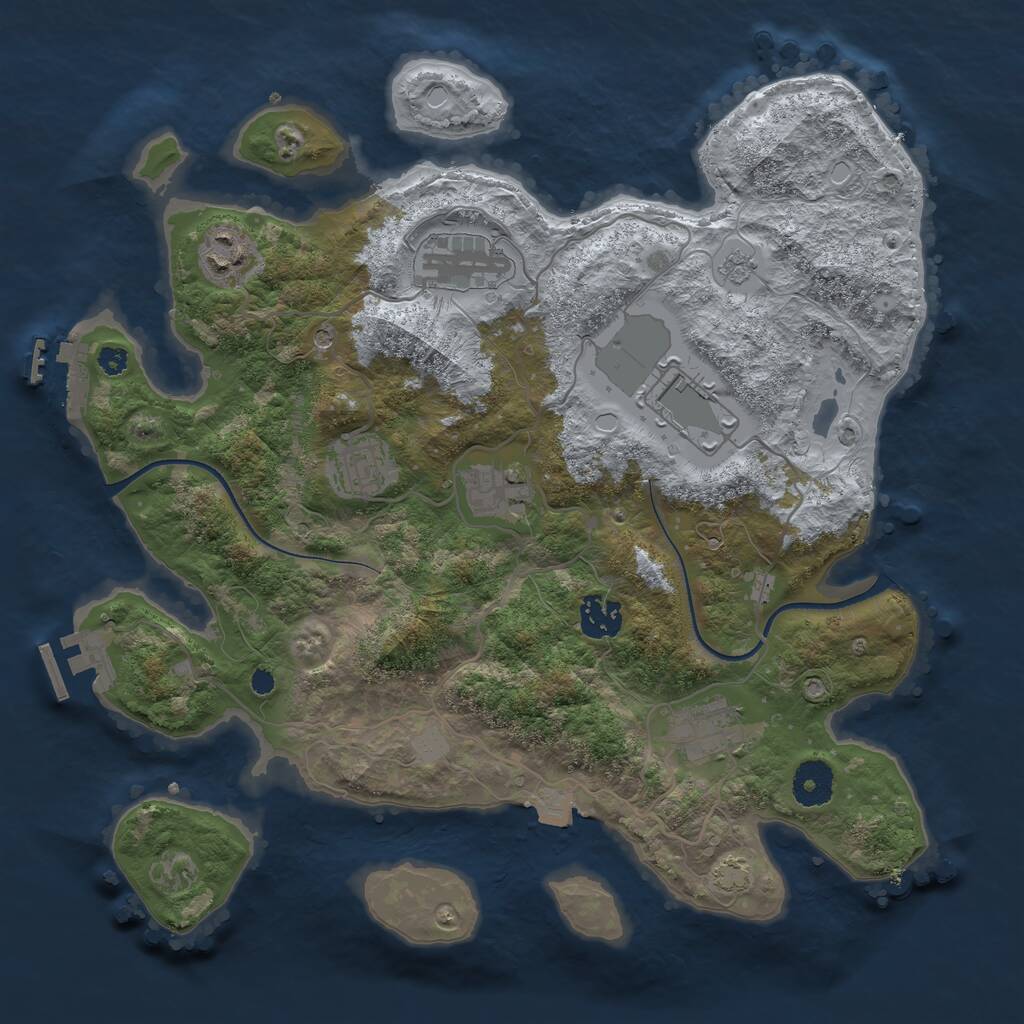 Rust Map: Procedural Map, Size: 3500, Seed: 5768581, 13 Monuments