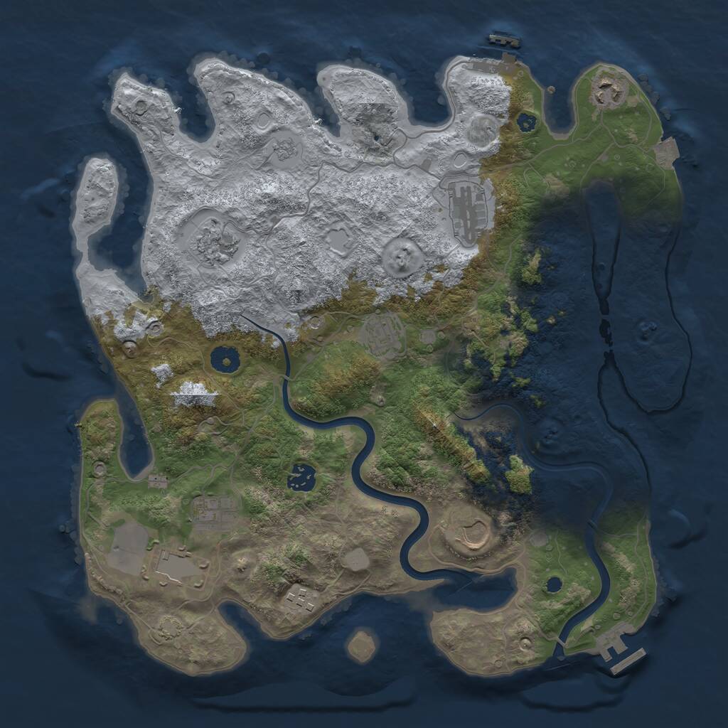 Rust Map: Procedural Map, Size: 3800, Seed: 3680402, 15 Monuments