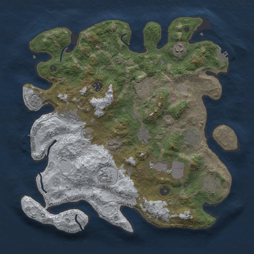 Rust Map: Procedural Map, Size: 3800, Seed: 3401682, 19 Monuments