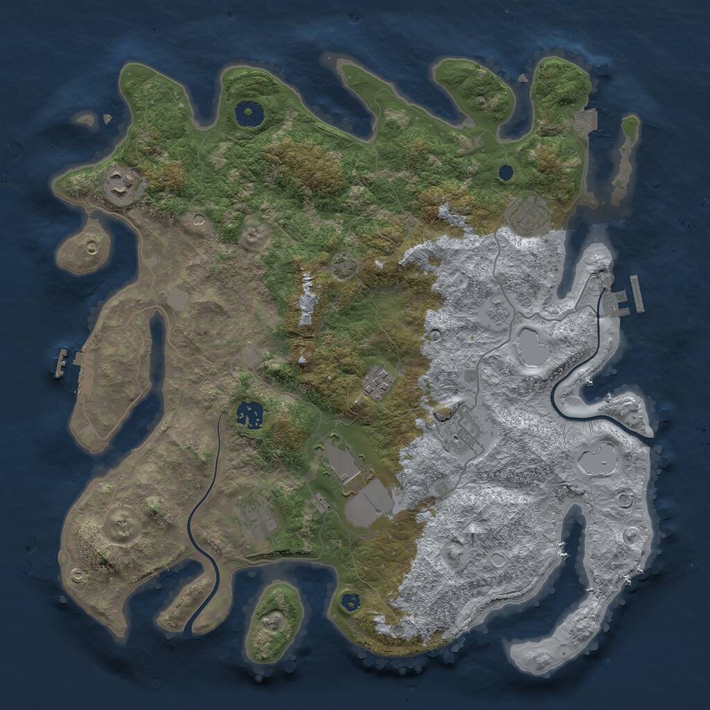 Rust Map: Procedural Map, Size: 3800, Seed: 23413, 13 Monuments