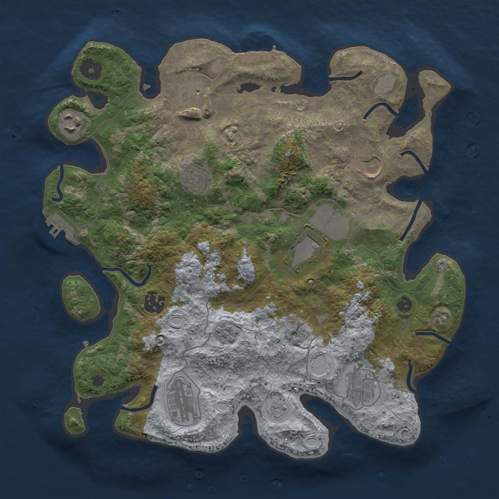 Rust Map: Procedural Map, Size: 3500, Seed: 1255624, 17 Monuments