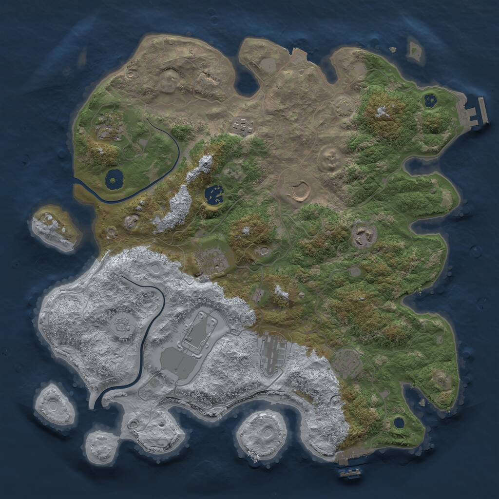 Rust Map: Procedural Map, Size: 3800, Seed: 3227474, 15 Monuments