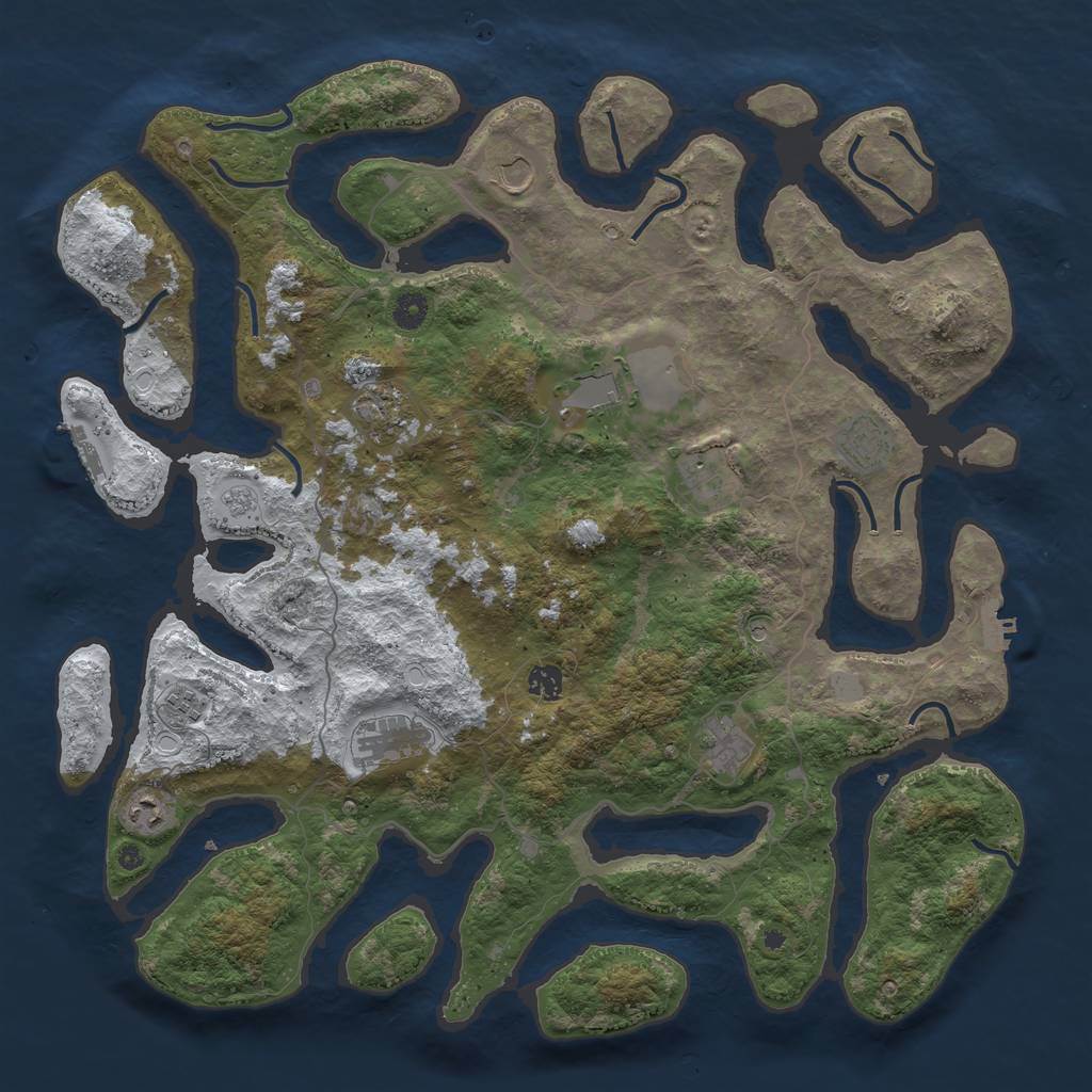 Rust Map: Procedural Map, Size: 4500, Seed: 59673, 19 Monuments
