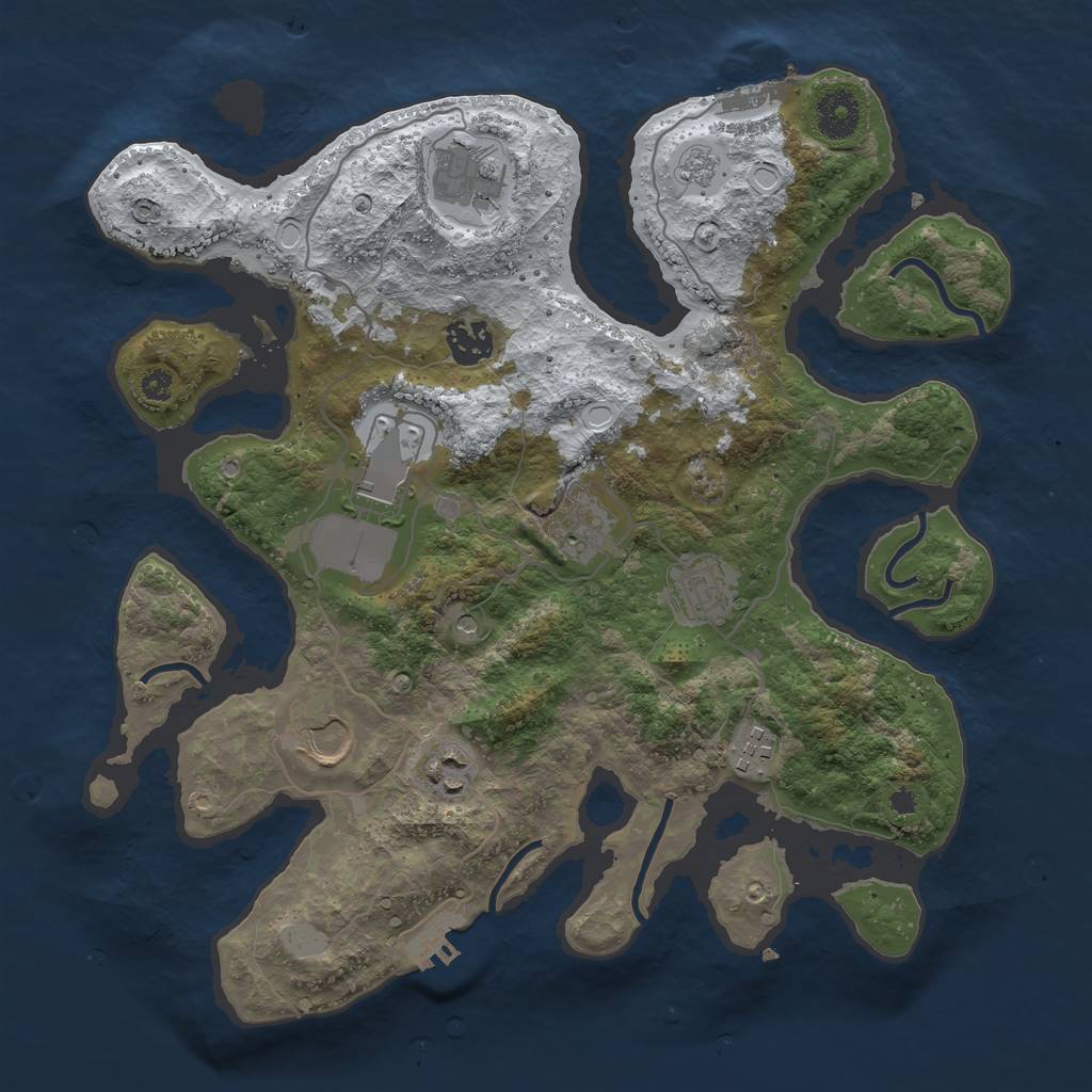 Rust Map: Procedural Map, Size: 3500, Seed: 6001333, 17 Monuments