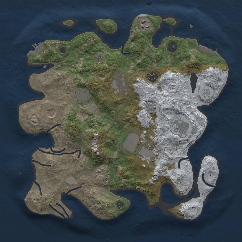 Rust Map: Procedural Map, Size: 3500, Seed: 3093441, 18 Monuments