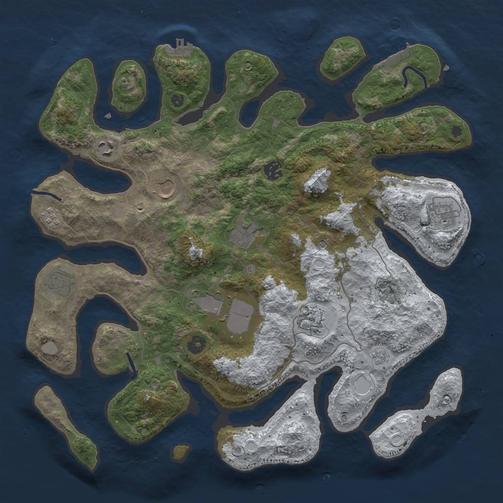 Rust Map: Procedural Map, Size: 4000, Seed: 88940, 18 Monuments