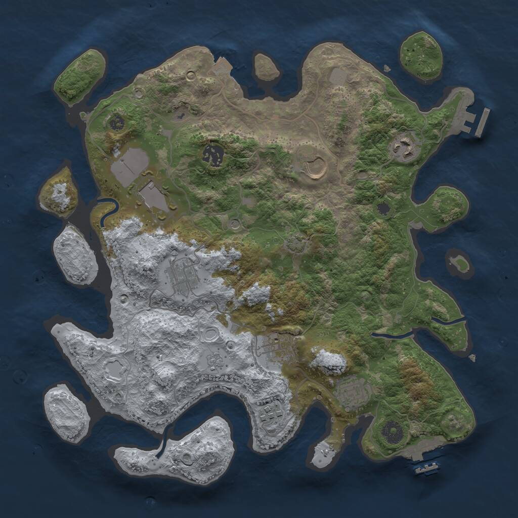 Rust Map: Procedural Map, Size: 3500, Seed: 1044219, 14 Monuments