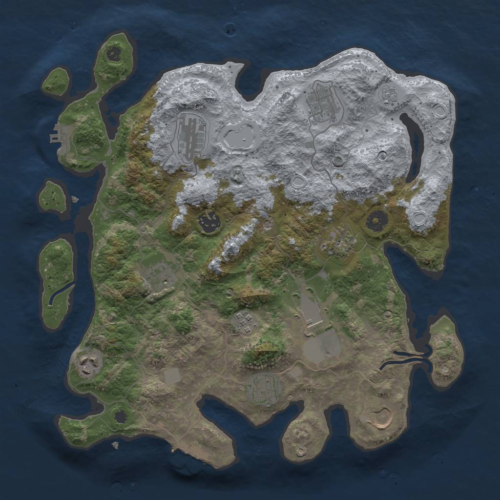 Rust Map: Procedural Map, Size: 3500, Seed: 1904688, 19 Monuments