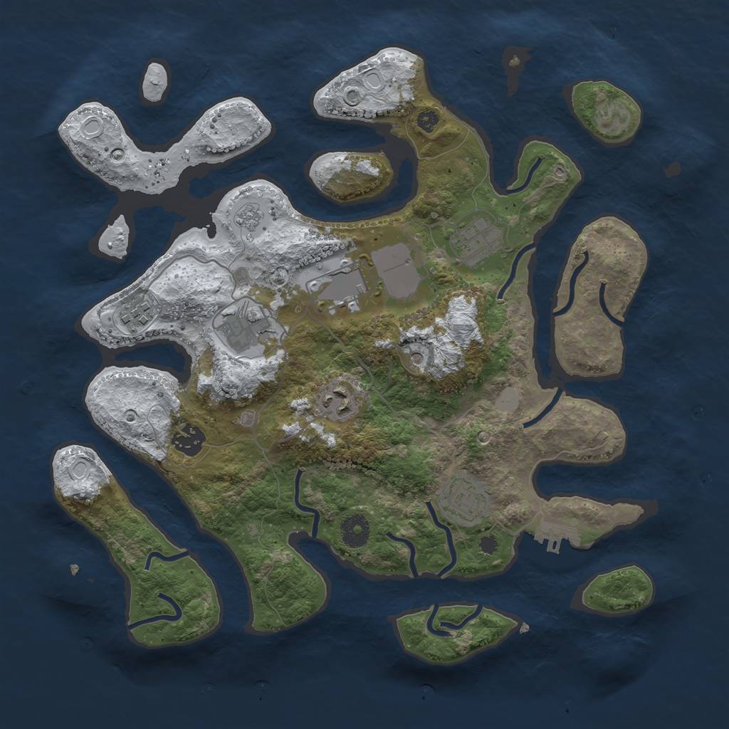 Rust Map: Procedural Map, Size: 3500, Seed: 4154793, 15 Monuments