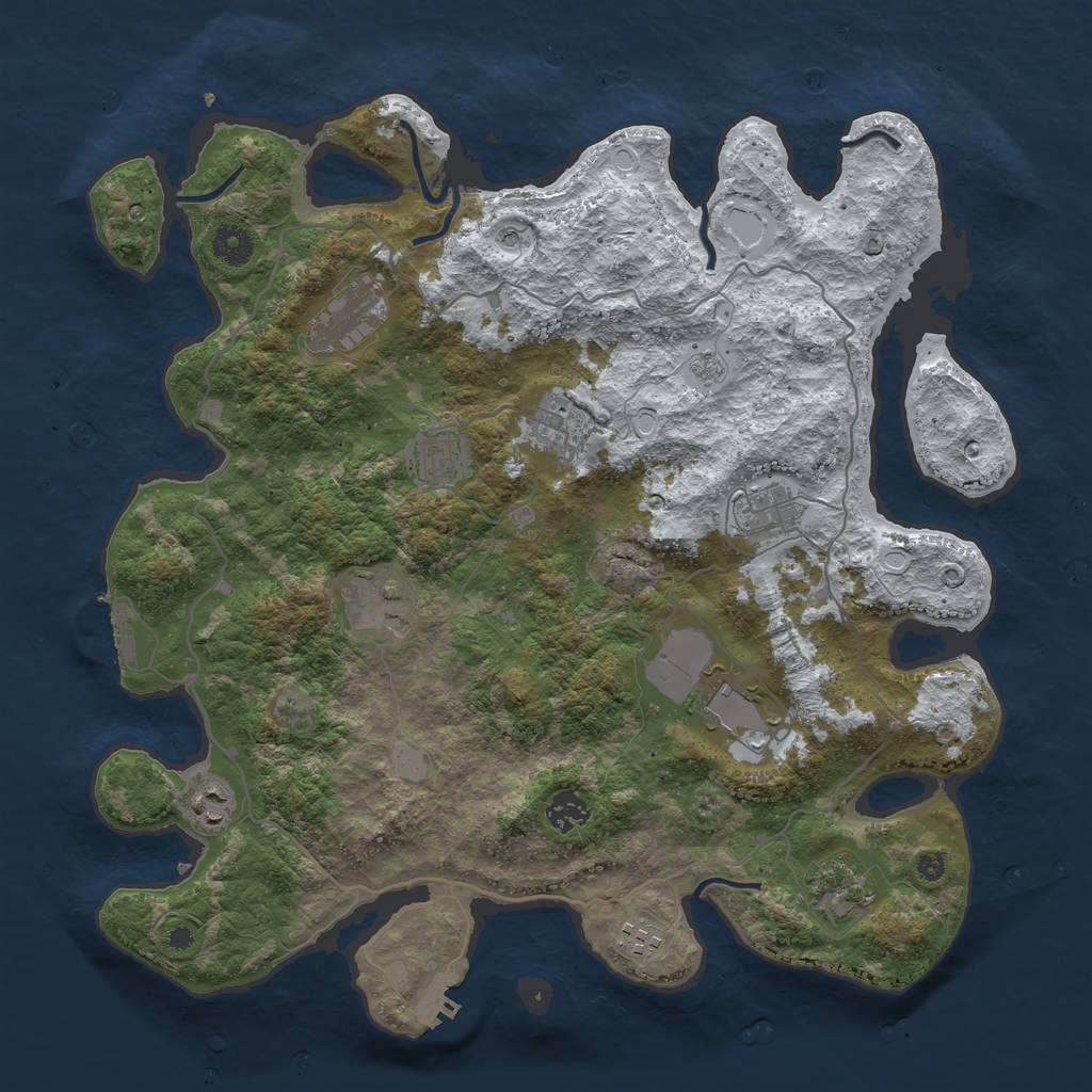Rust Map: Procedural Map, Size: 4000, Seed: 3815031, 19 Monuments