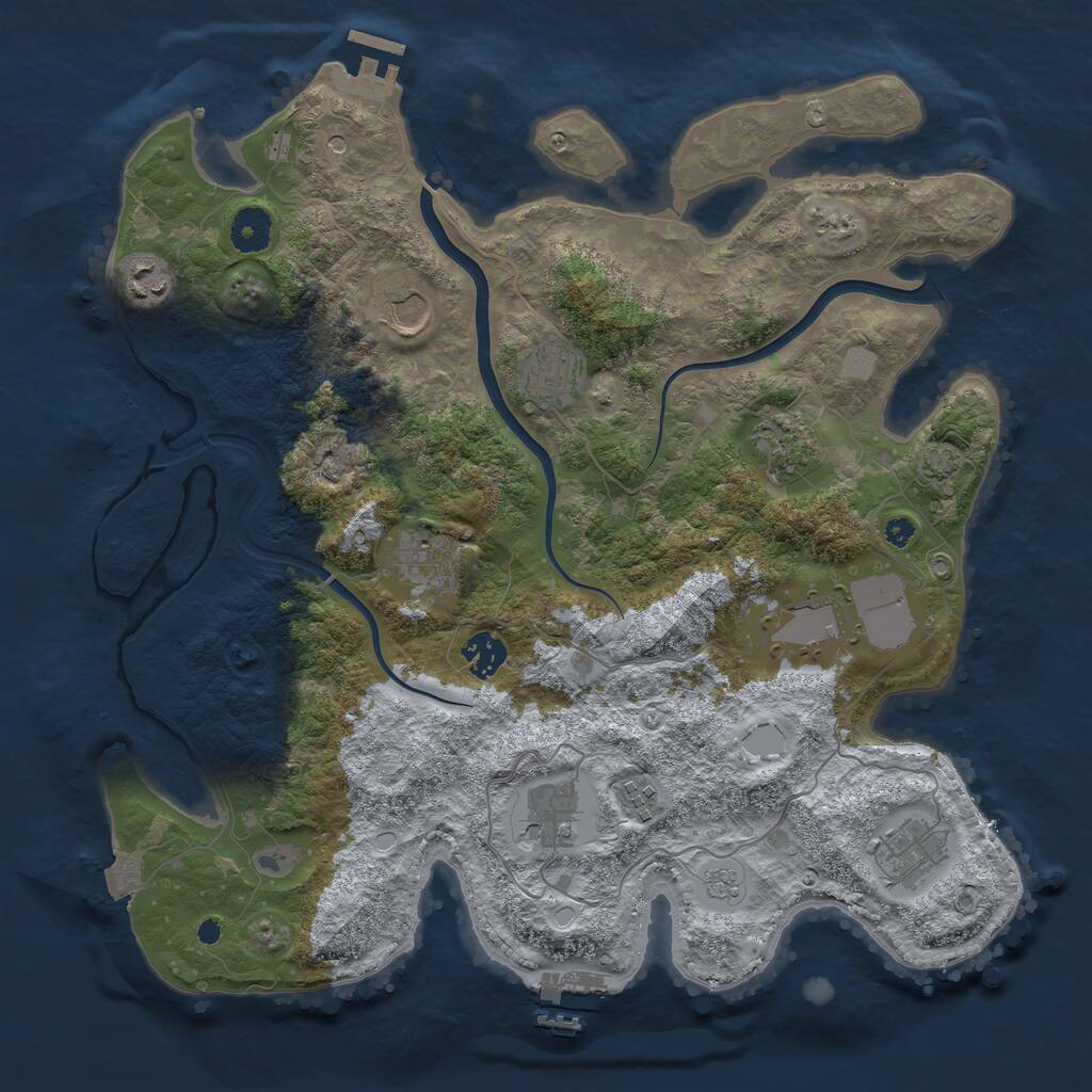 Rust Map: Procedural Map, Size: 3800, Seed: 4867933, 16 Monuments