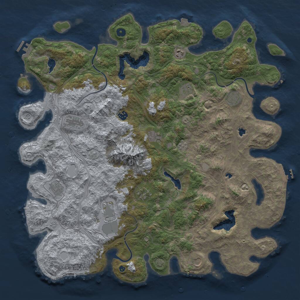 Rust Map: Procedural Map, Size: 5000, Seed: 2003, 17 Monuments