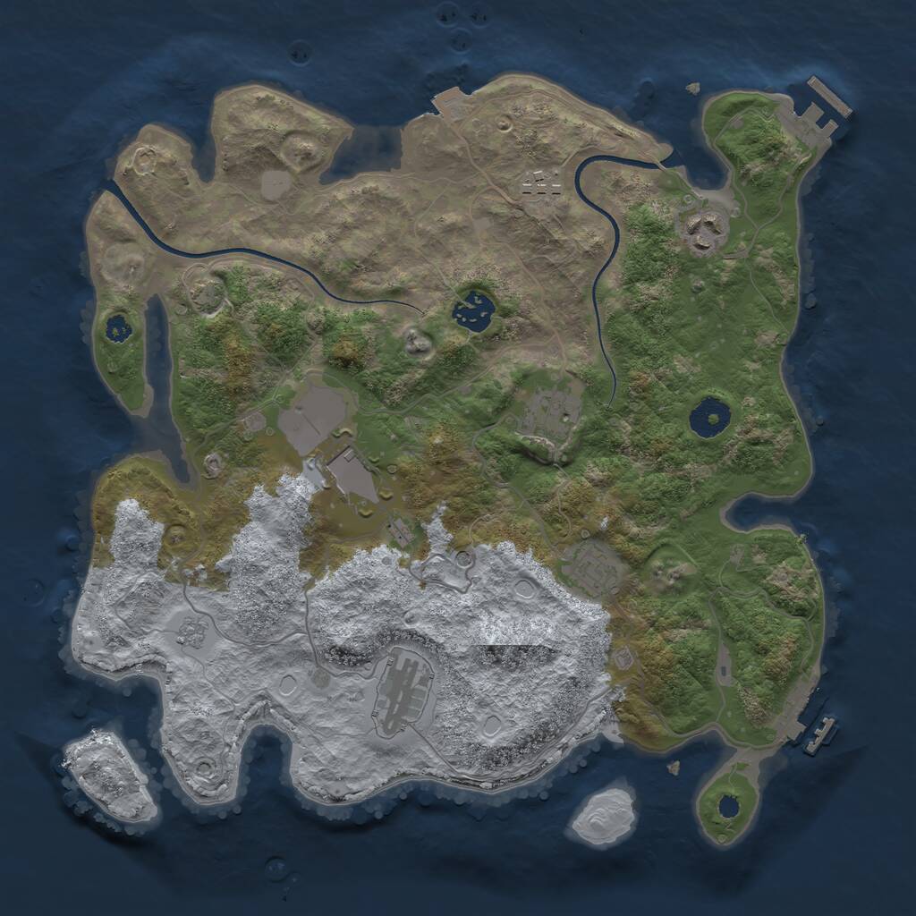 Rust Map: Procedural Map, Size: 3500, Seed: 134295, 13 Monuments