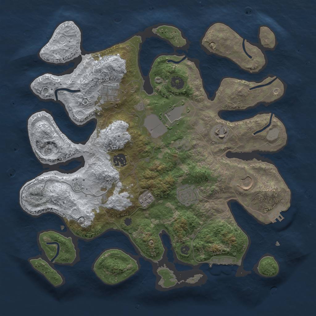 Rust Map: Procedural Map, Size: 3500, Seed: 1122278, 16 Monuments