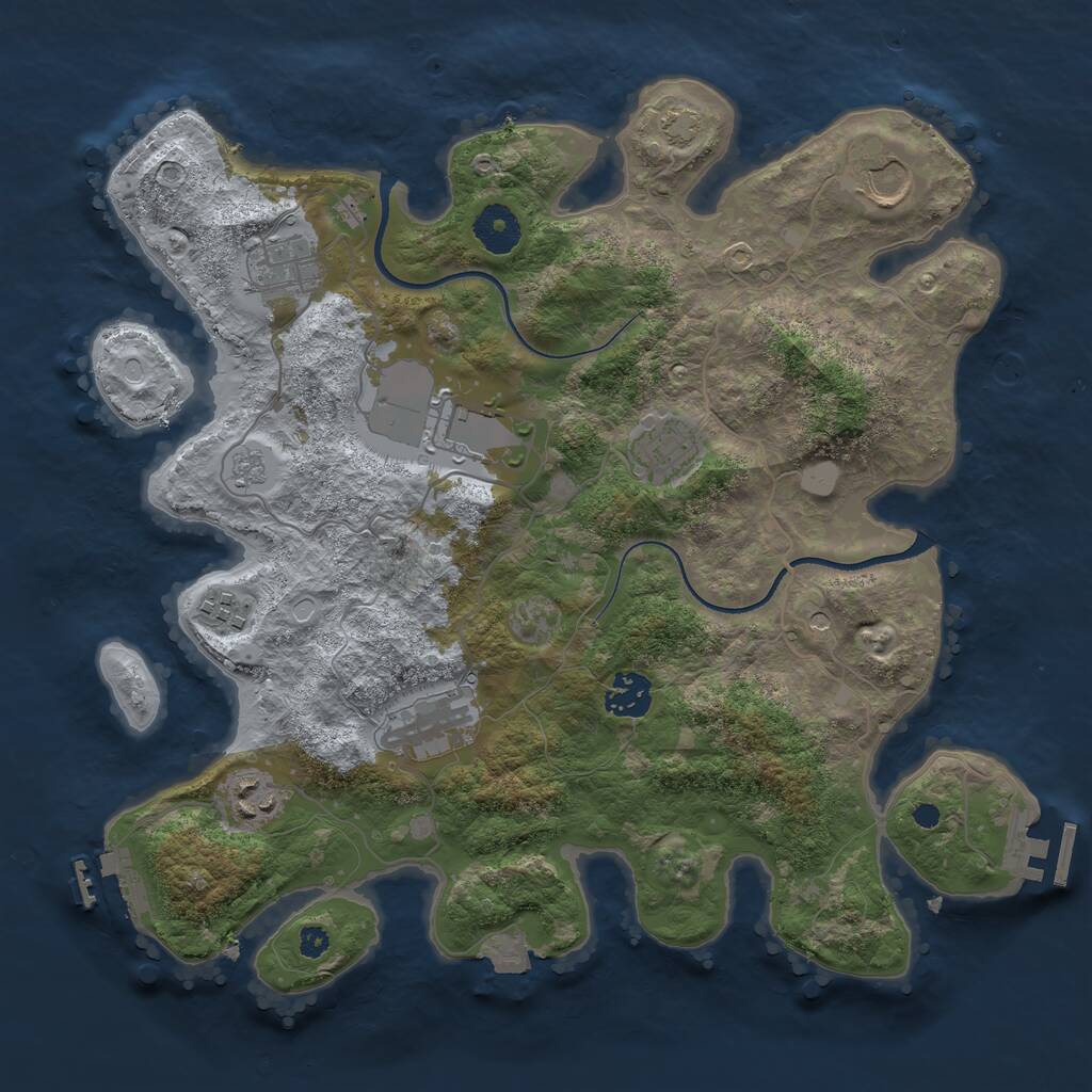 Rust Map: Procedural Map, Size: 3500, Seed: 2656669, 14 Monuments
