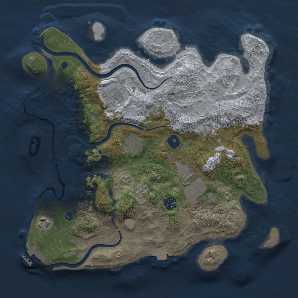 Rust Map: Procedural Map, Size: 3500, Seed: 3934234, 12 Monuments