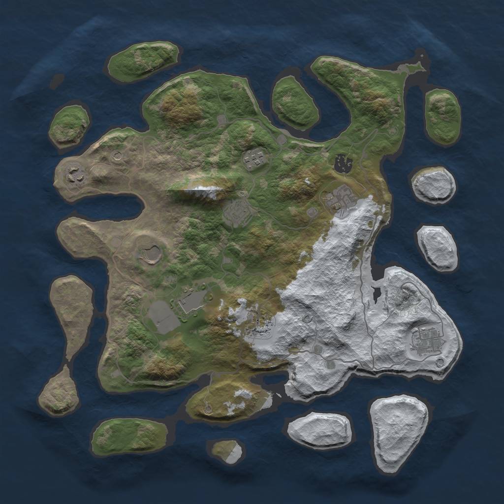 Rust Map: Barren, Size: 4000, Seed: 426168404, 12 Monuments