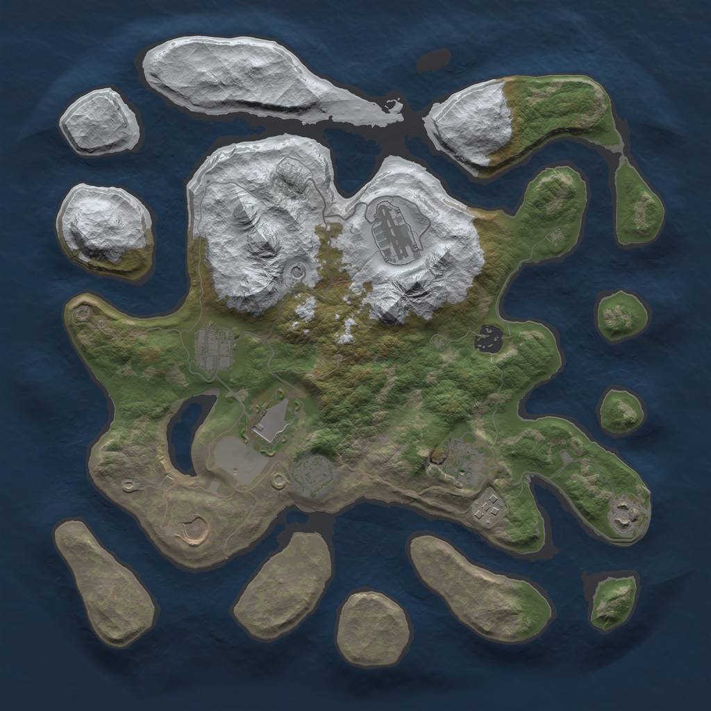 Rust Map: Barren, Size: 3700, Seed: 21032022, 12 Monuments