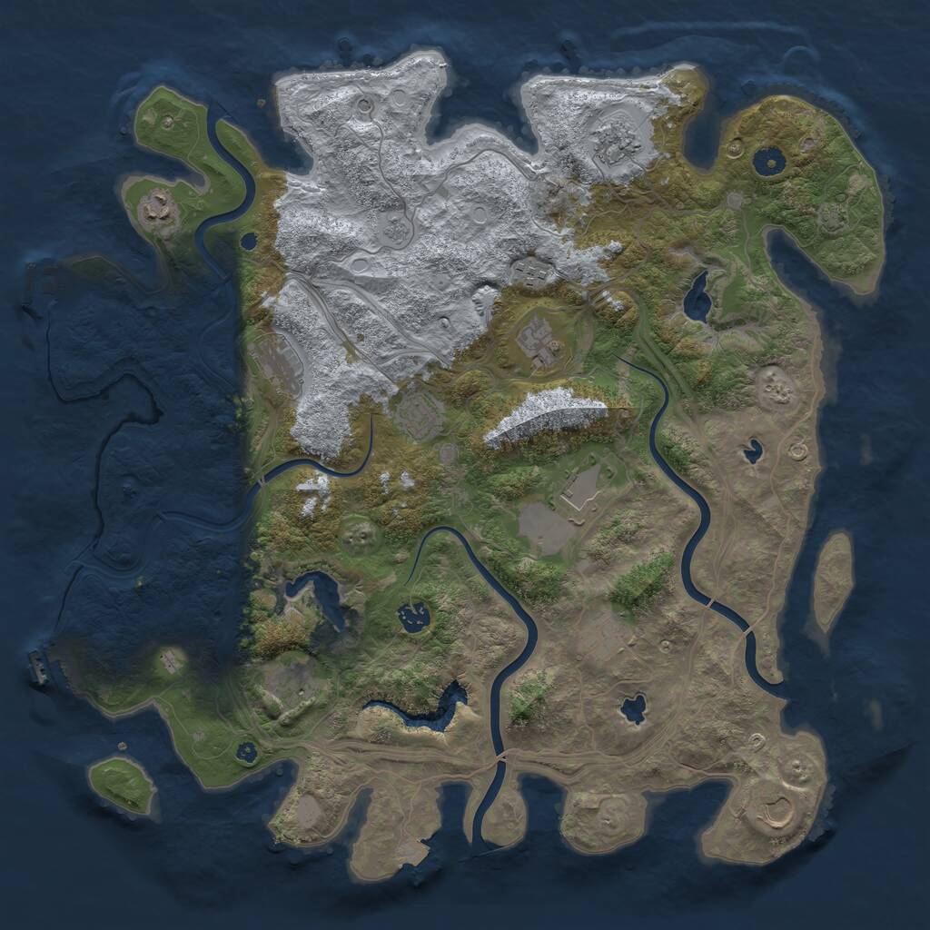 Rust Map: Procedural Map, Size: 4500, Seed: 752059, 17 Monuments