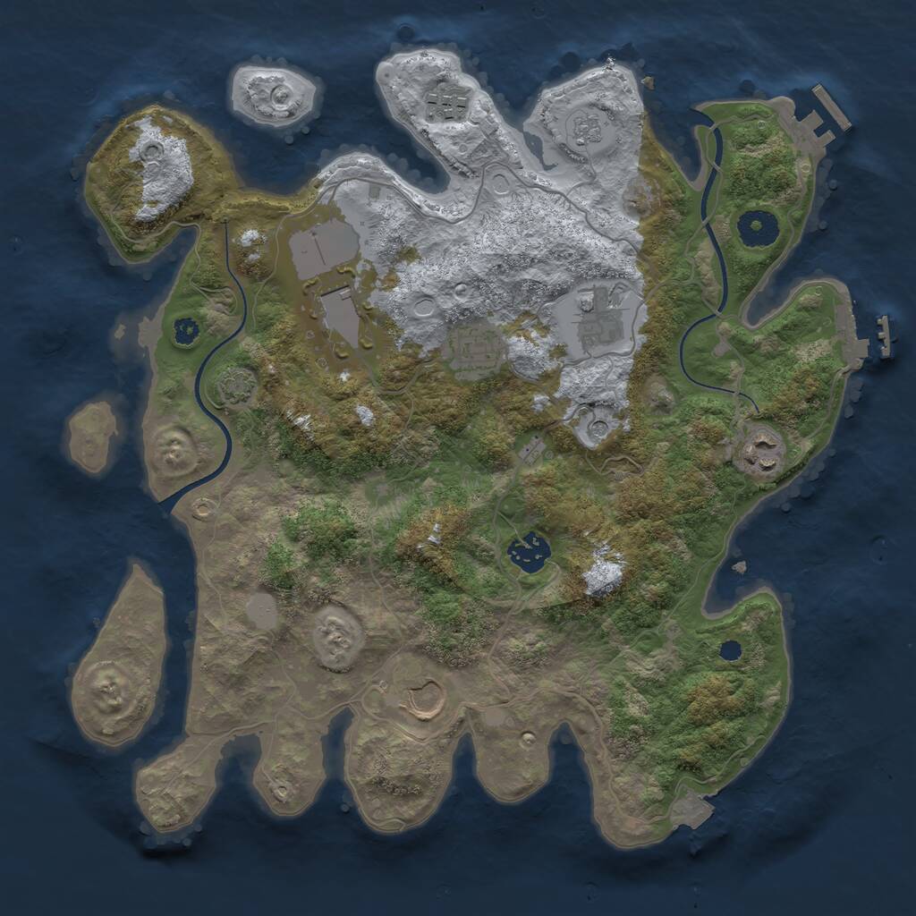 Rust Map: Procedural Map, Size: 3500, Seed: 36636535, 13 Monuments