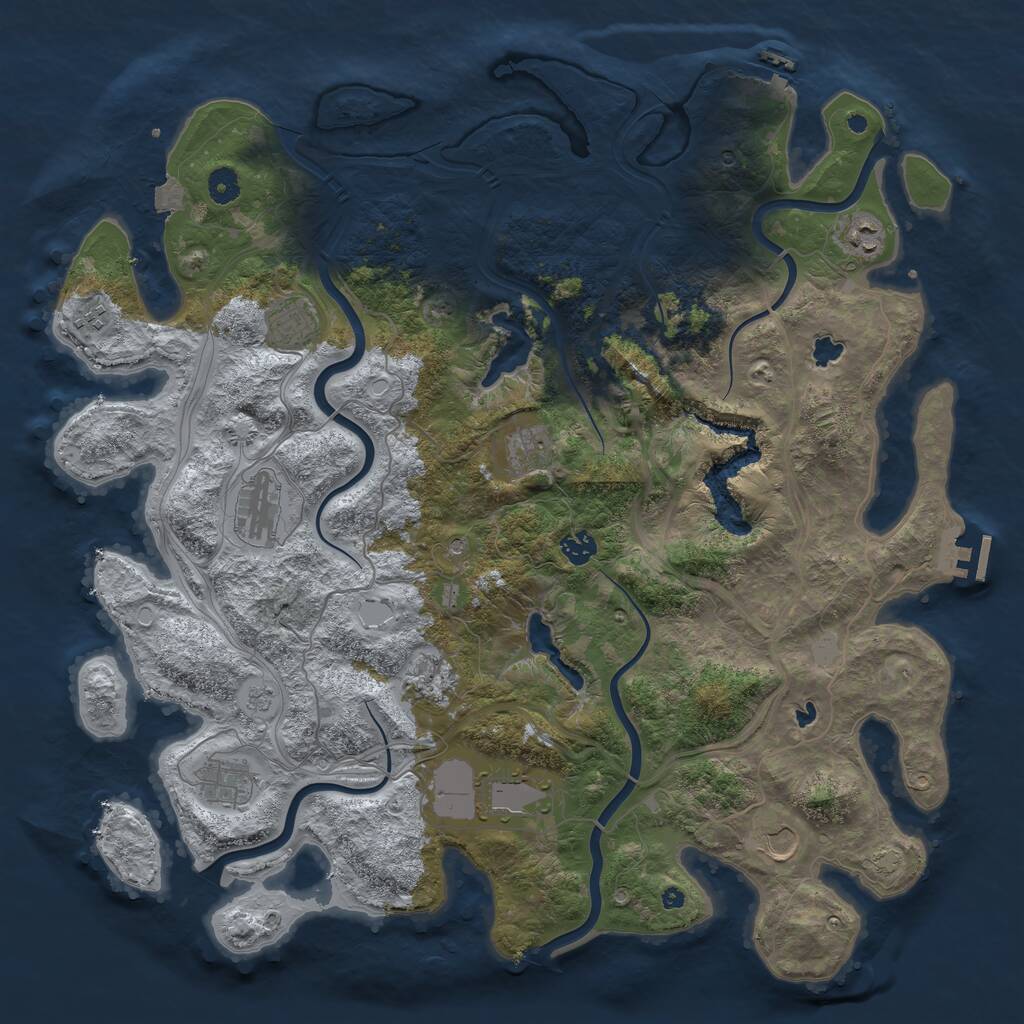 Rust Map: Procedural Map, Size: 4500, Seed: 74732932, 16 Monuments