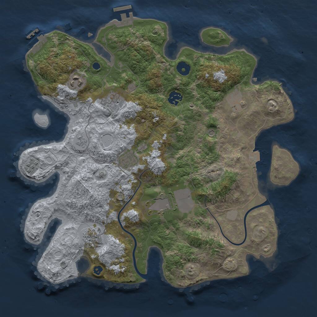 Rust Map: Procedural Map, Size: 3500, Seed: 1671127, 14 Monuments