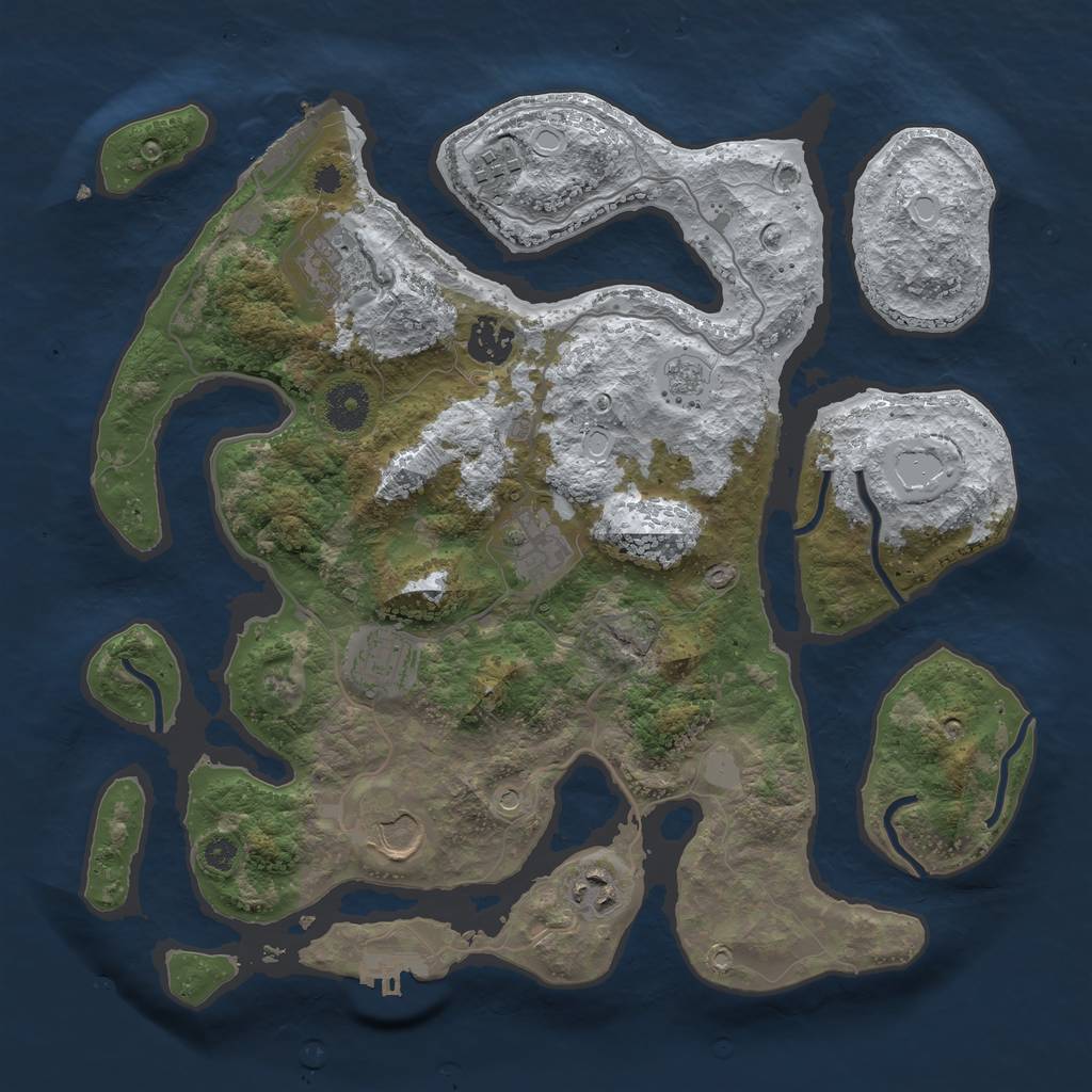 Rust Map: Procedural Map, Size: 3500, Seed: 542676, 16 Monuments