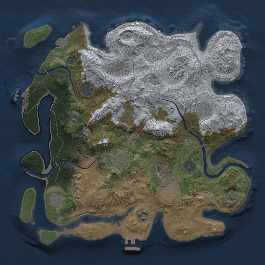 Rust Map: Procedural Map, Size: 3500, Seed: 542676, 17 Monuments