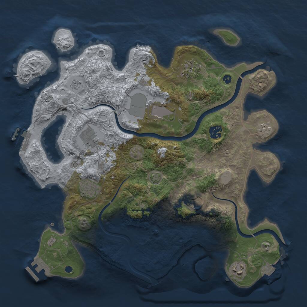 Rust Map: Procedural Map, Size: 3500, Seed: 1783365, 14 Monuments
