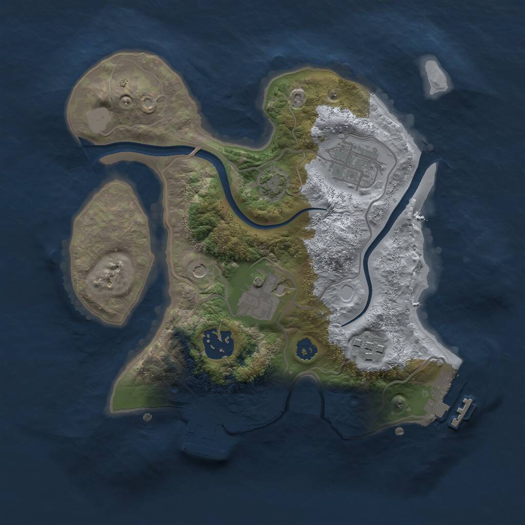 Rust Map: Procedural Map, Size: 2500, Seed: 701182281, 9 Monuments
